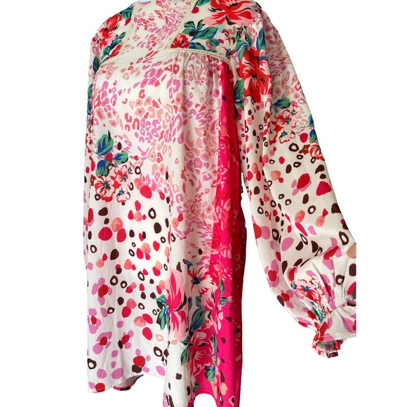 Umgee Babydoll Mixed Print Dress Sz M Pink Boho Feminine Artsy Vintage Inspired - Picture 4 of 15